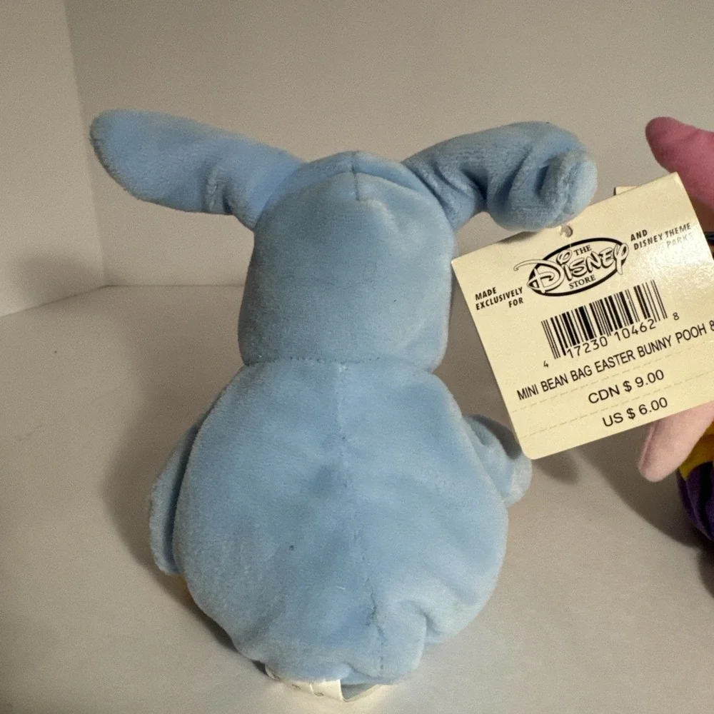 The Disney Store Easter Bunny Pooh‎ Egg Piglet Mini Bean Bag Plush Beanie Vtg